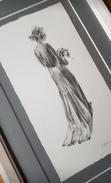 Wedding Dress drawing: Commission an Original Drawing by Claire Guinan