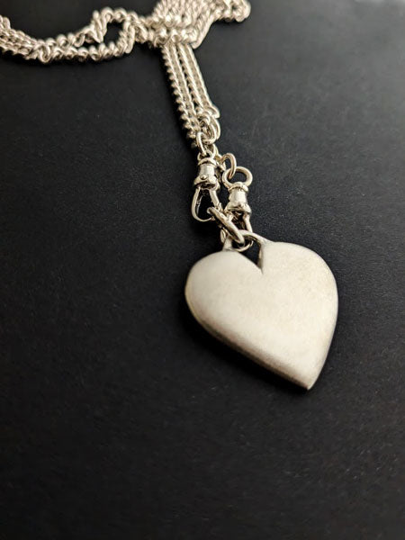 Phil Lynott Heart Pendant. Hand made silver heart Pendant on silver pocket watch chain. Phil Lynott Jewellery. Phil Lynott jewelry. Thin Lizzy