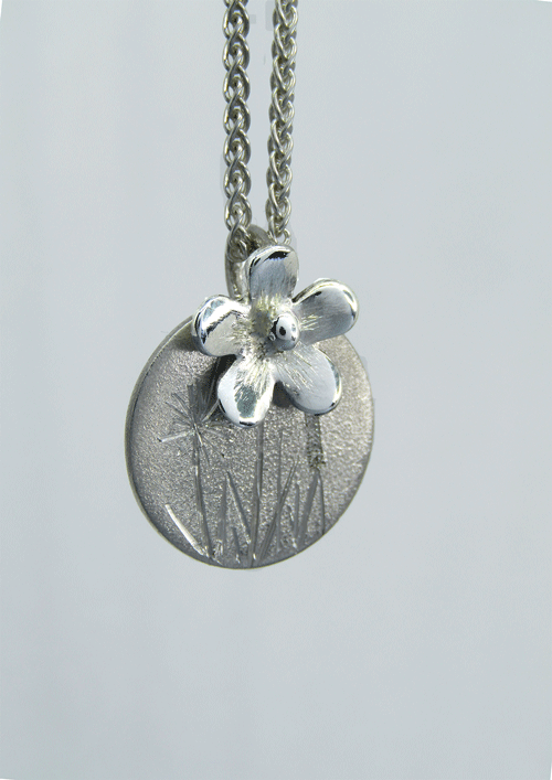 handmade silver wildflowers pendant. Tom Petty. Music. Irish. Musical jewellery
